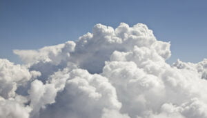 Beautiful cumulus clouds in a wide open blue sky